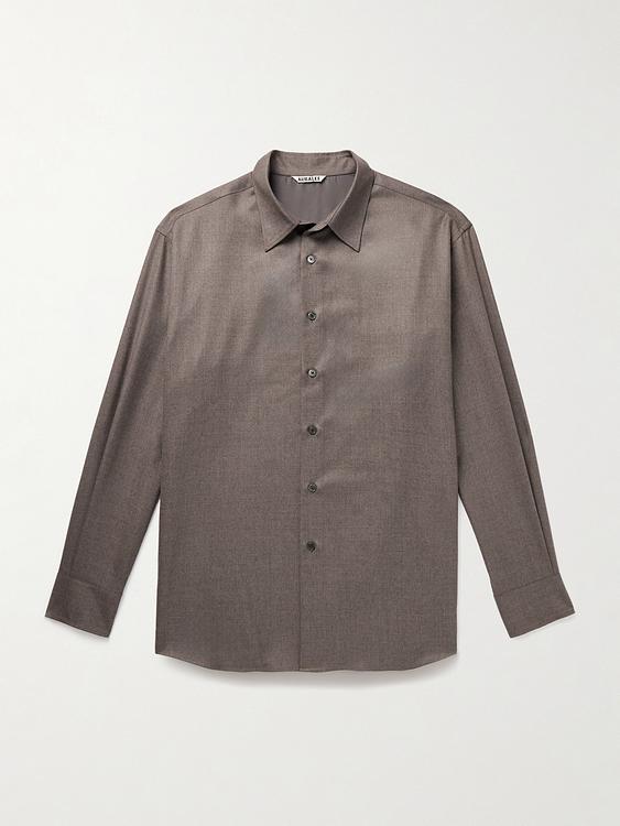 Taupe casual shirt from Auralee