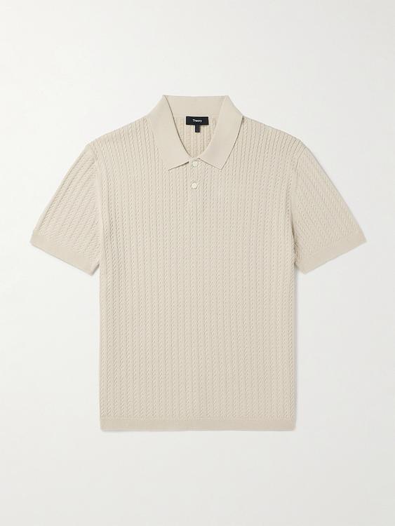 Beige short sleeve polo shirt from Theory