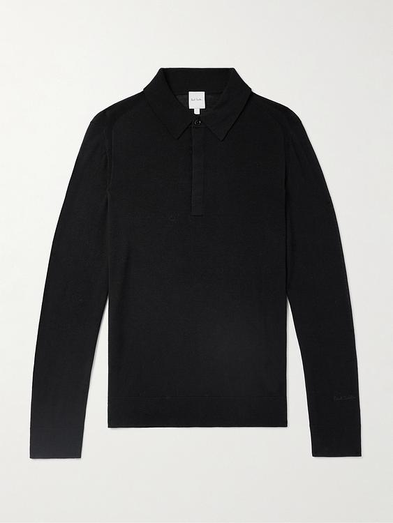 Black long sleeve polo shirt from Paul Smith