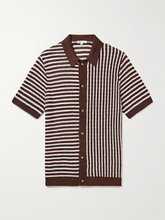 Striped brown short sleeve shirt from Onia