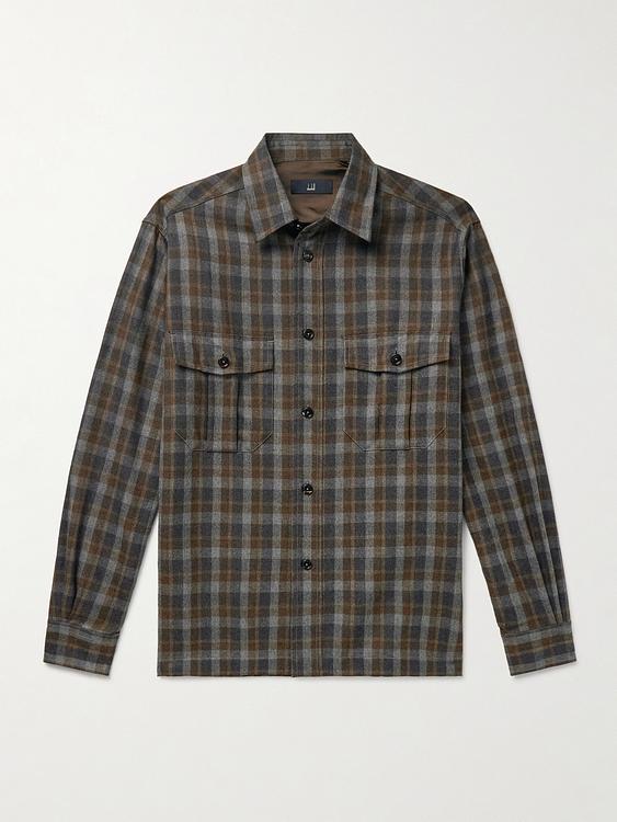 Checkered dark grey flannel shirt from Dunhill