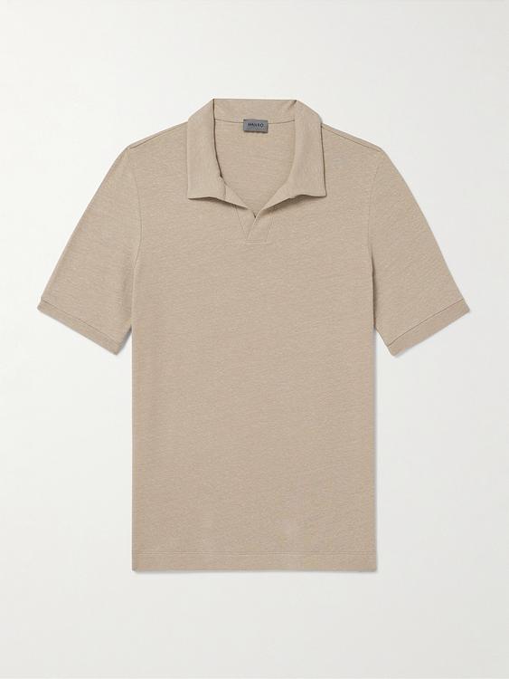 Taupe short sleeve polo shirt from Hanro