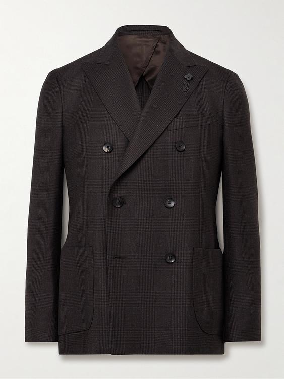 Black double-breasted suit jacket from Lardini