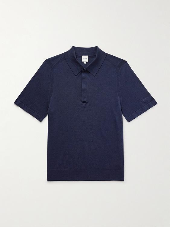 Dark blue short sleeve polo shirt from Paul Smith