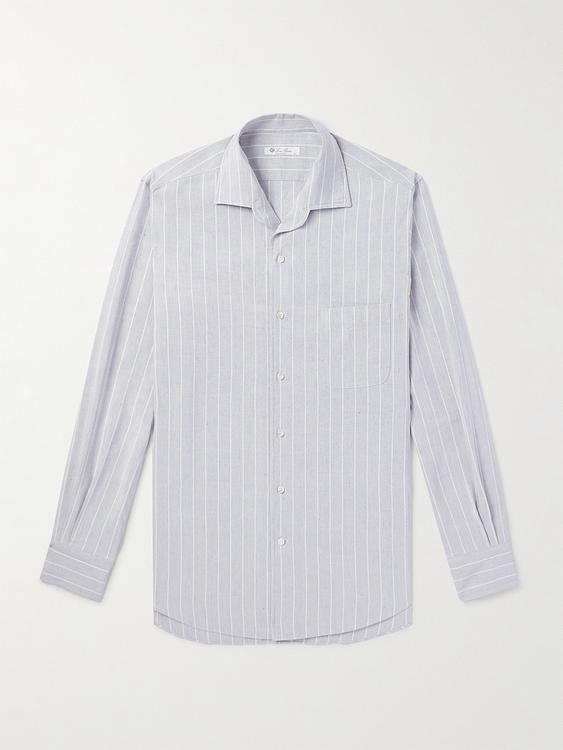 Striped white casual shirt from Loro Piana