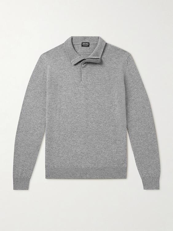 Grey long sleeve polo shirt from Zegna