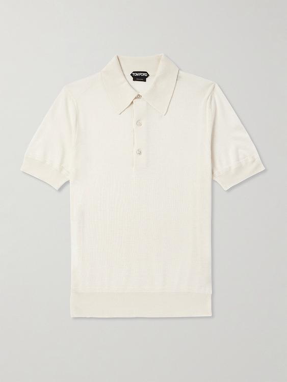 White short sleeve polo shirt from Tom Ford