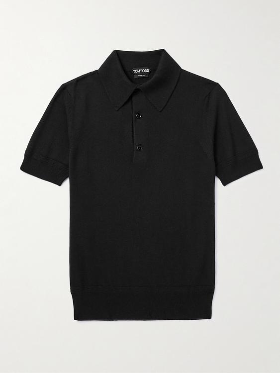 Black short sleeve polo shirt from Tom Ford