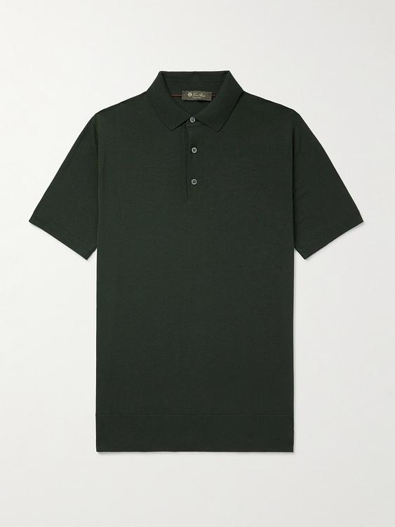 Dark green short sleeve polo shirt from Loro Piana
