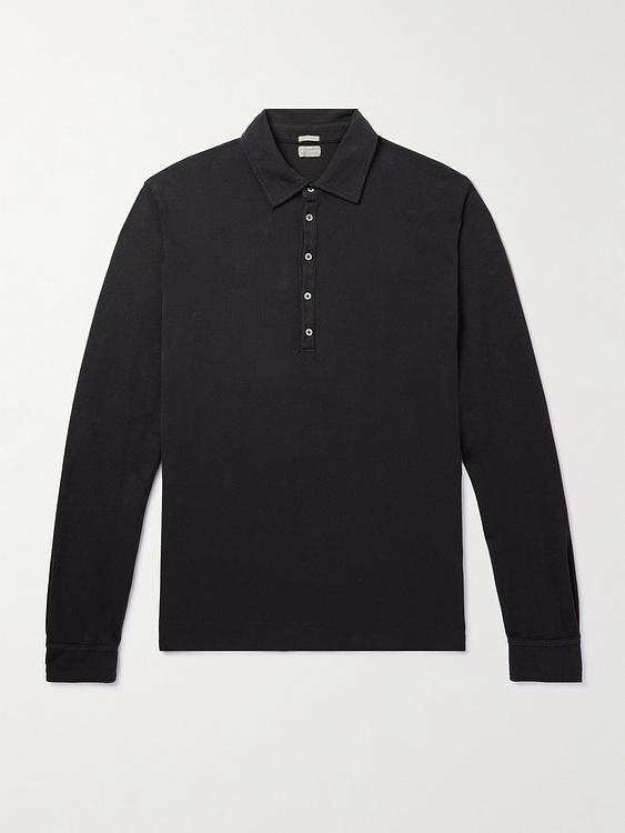 Black long sleeve polo shirt from Massimo Alba