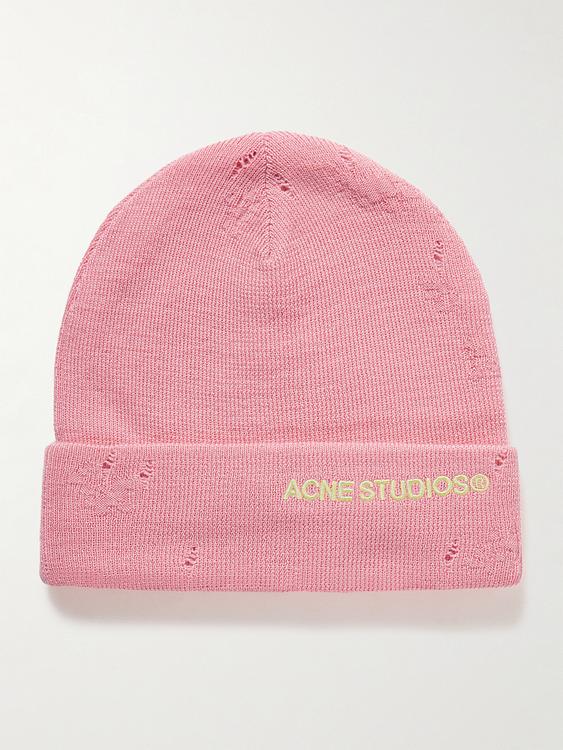Print light pink beanie from Acne Studios