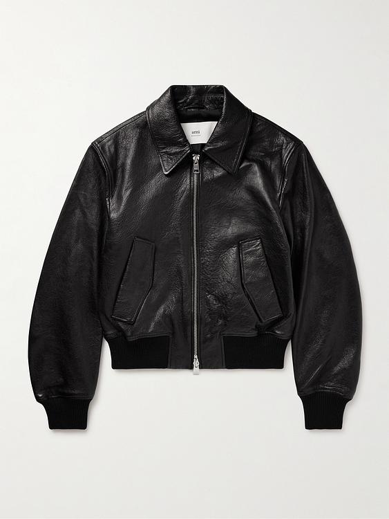 Black leather jacket from Ami Paris