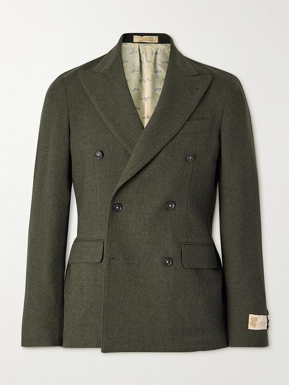 Dark green double-breasted suit jacket from Massimo Alba