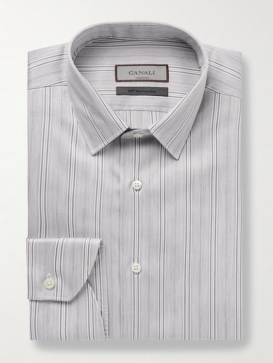 Striped grey business shirt from Canali