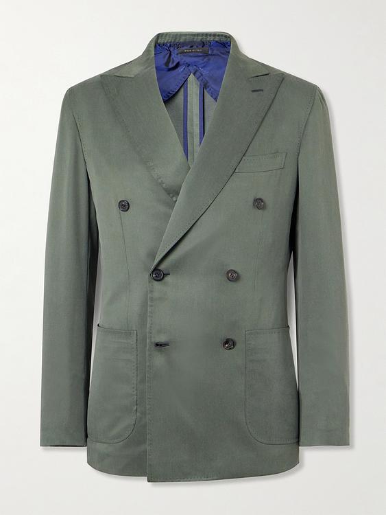 Taupe double-breasted suit jacket from Brioni
