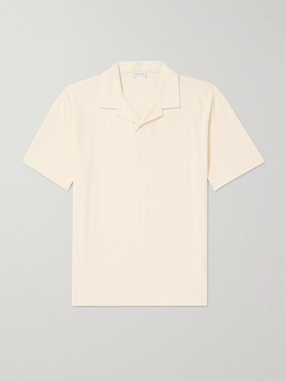 White short sleeve polo shirt from Sunspel