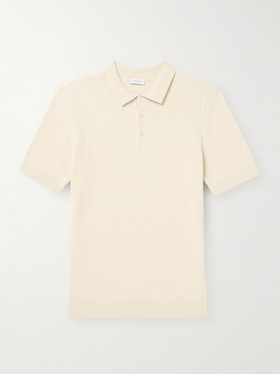White short sleeve polo shirt from Sunspel
