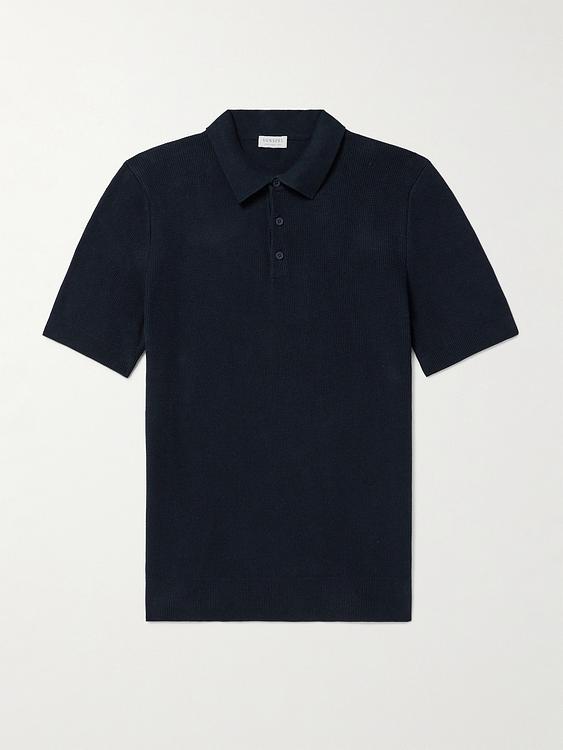 Black short sleeve polo shirt from Sunspel