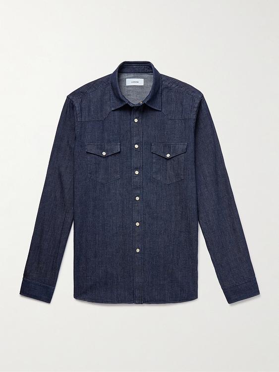 Dark grey denim shirt from Lardini