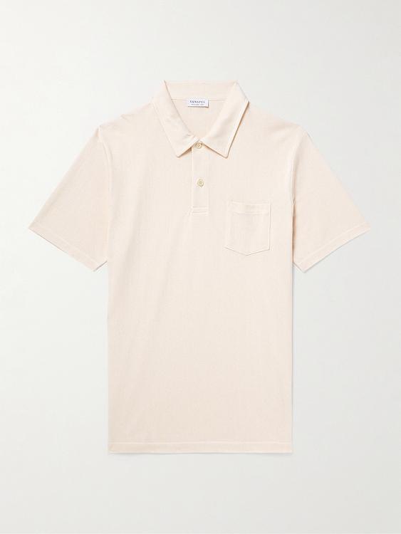 White short sleeve polo shirt from Sunspel