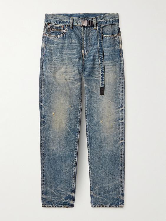 Dark grey distressed jeans from Sacai