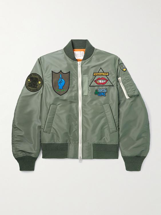 Print green casual jacket from Sacai