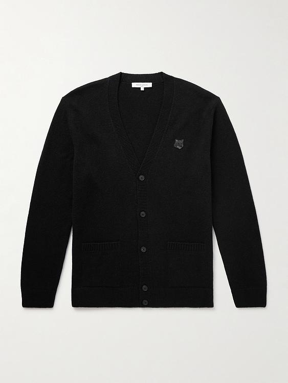 Black cardigan from Maison Kitsuné