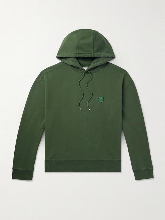 Dark green hooded sweatshirt from Maison Kitsuné