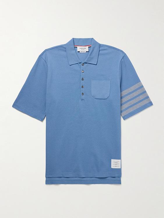 Blue short sleeve polo shirt from Thom Browne