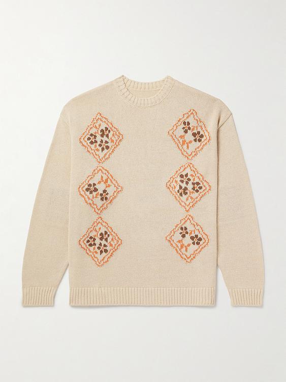 Print beige sweater from Kapital