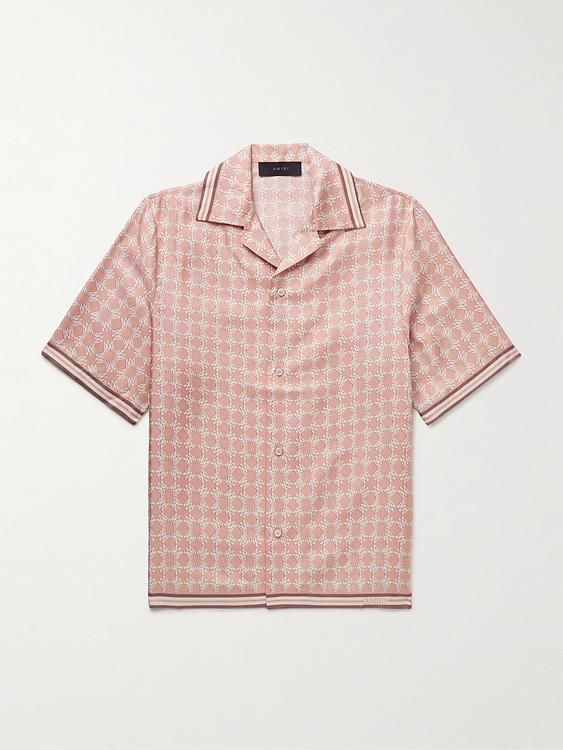 Checkered peach short sleeve shirt from Amiri