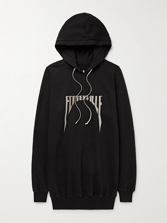 Print black hooded sweatshirt from Rick Owens