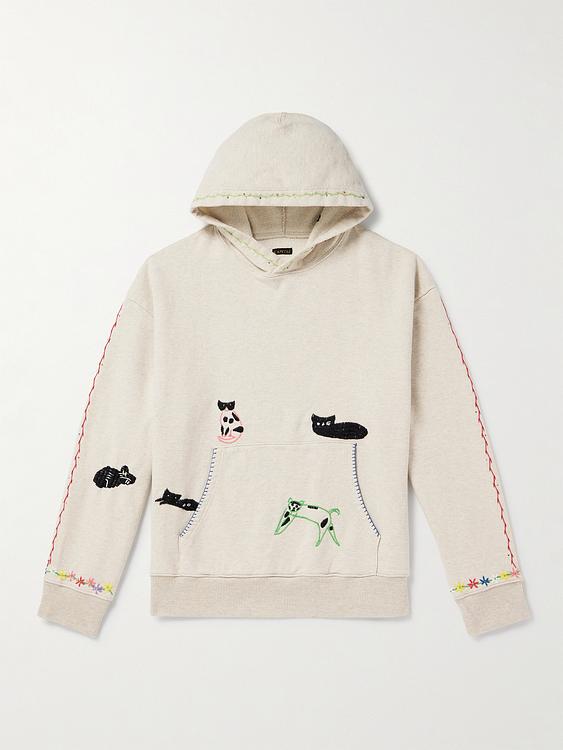 Print white hooded sweatshirt from Kapital