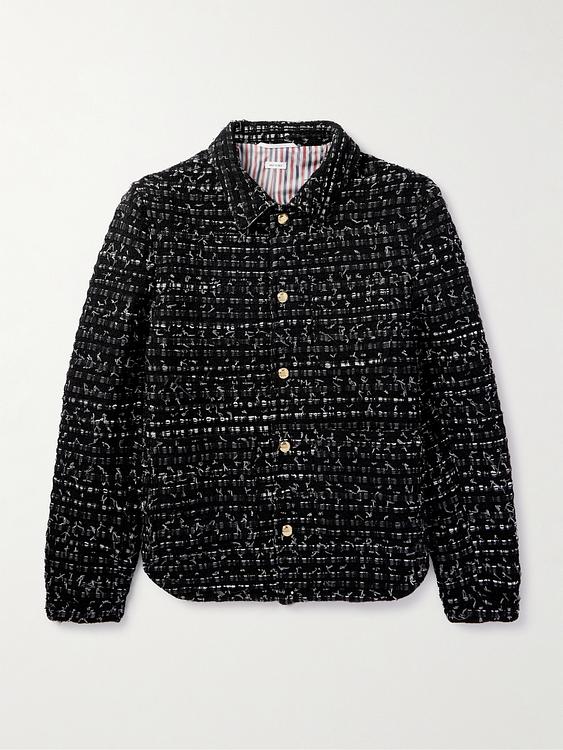 Black cardigan from Thom Browne