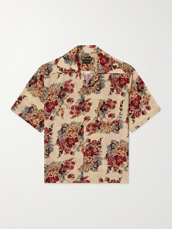 Taupe short sleeve shirt from Kapital