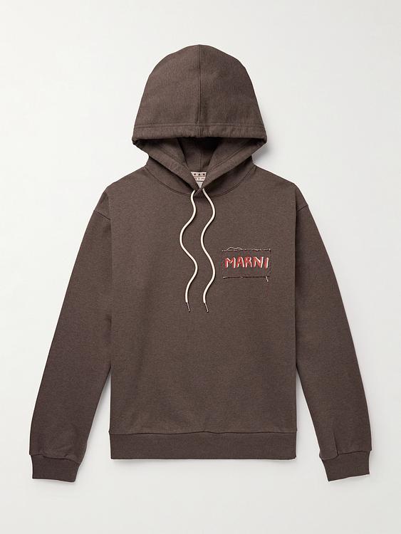 Print dark brown hooded sweatshirt from Marni