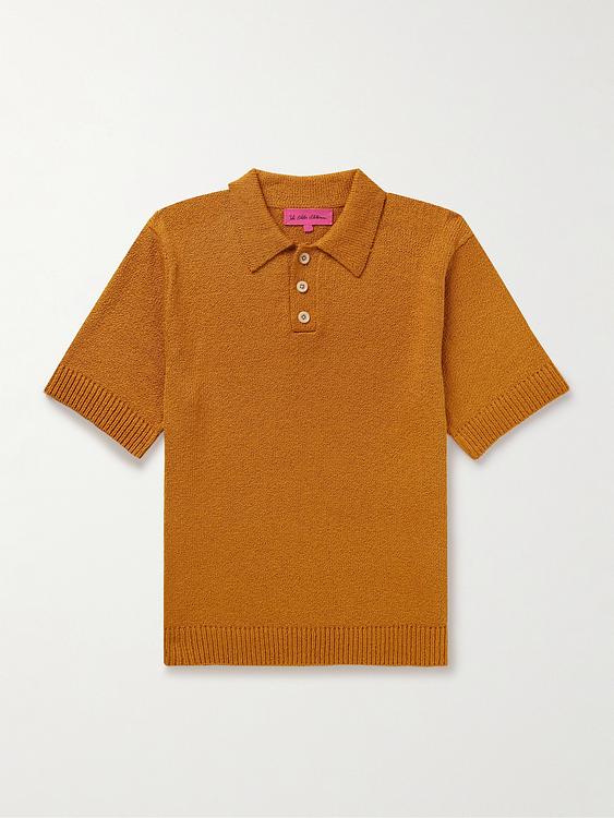 Brown short sleeve polo shirt from The Elder Statesman