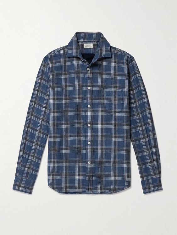 Checkered dark blue flannel shirt from Hartford