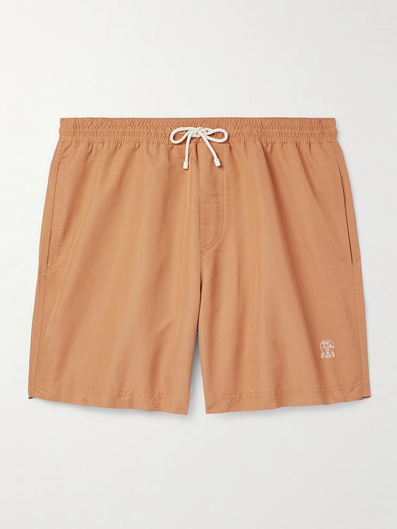 Peach swim shorts from Brunello Cucinelli