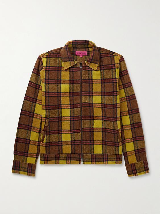 Checkered dark brown flannel shirt from The Elder Statesman