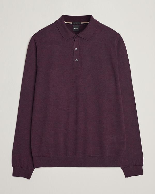 Purple long sleeve polo shirt from Boss Black