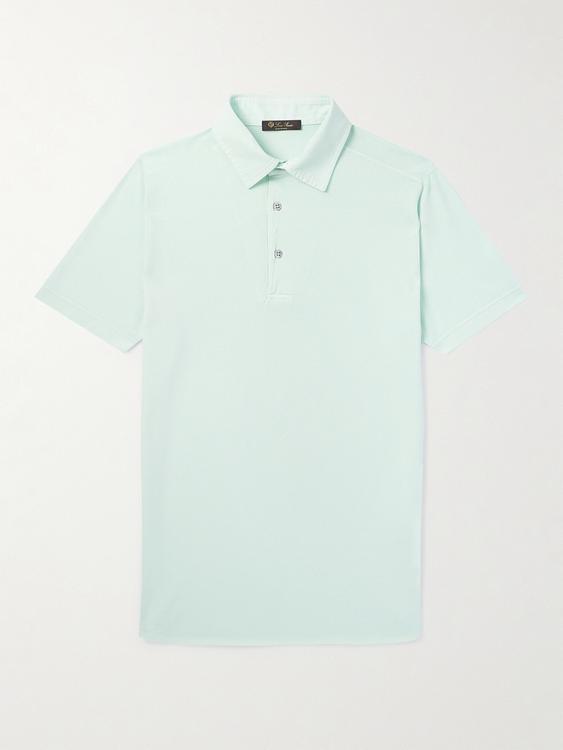 Grey short sleeve polo shirt from Loro Piana