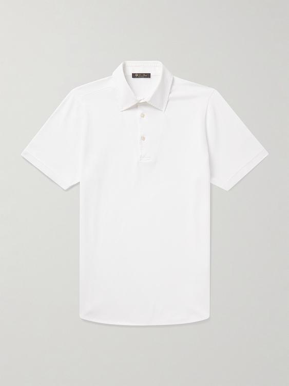 White short sleeve polo shirt from Loro Piana