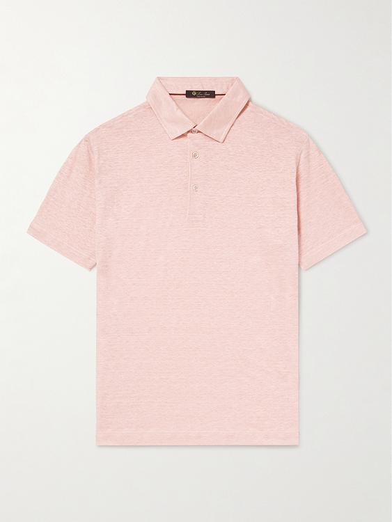 Light pink short sleeve polo shirt from Loro Piana
