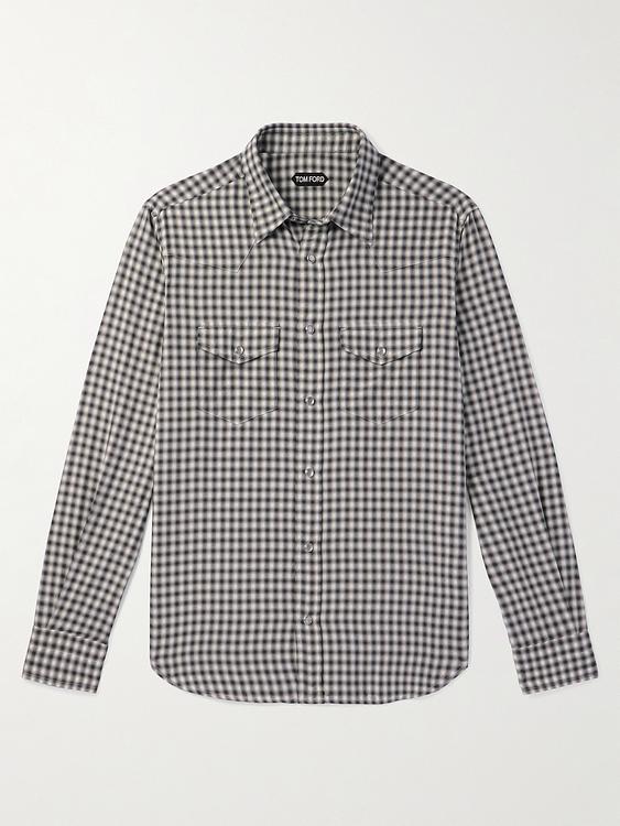 Checkered grey casual shirt from Tom Ford