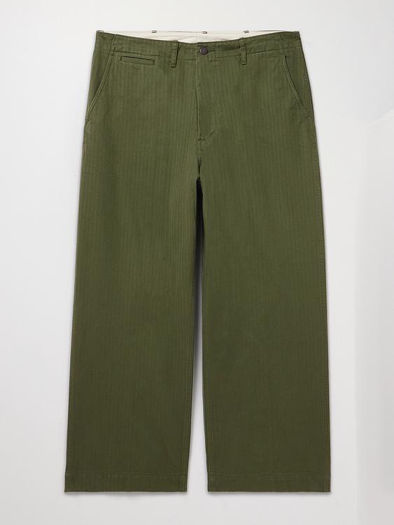 Dark green wide-leg casual trousers from Beams Plus