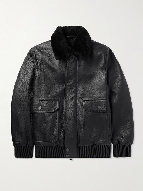 Black leather jacket from Brioni