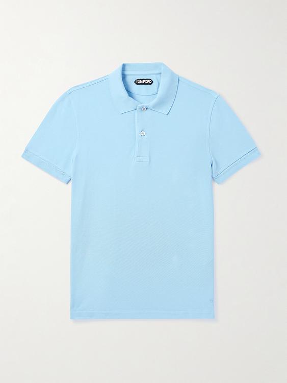 Light blue short sleeve polo shirt from Tom Ford