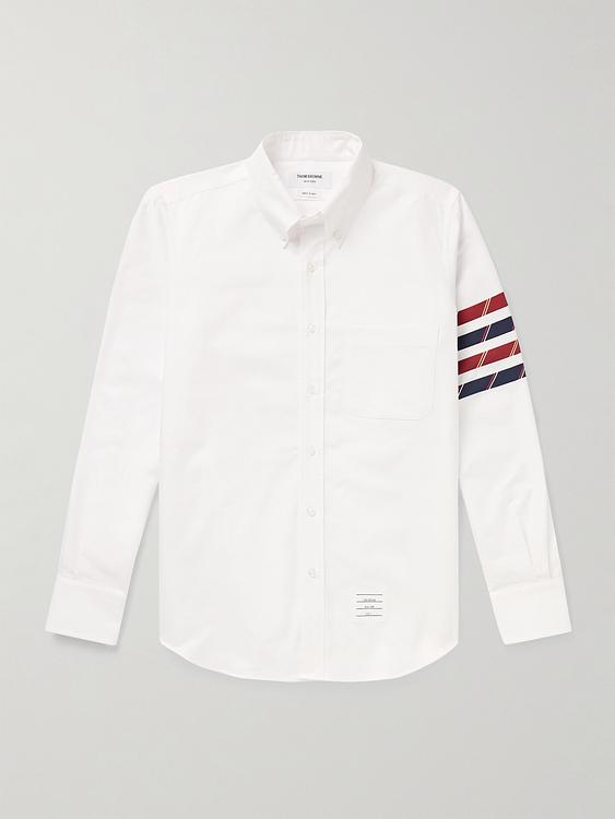 Striped white casual shirt from Thom Browne