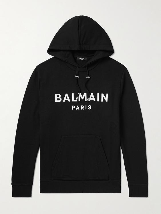 Print black hooded sweatshirt from Balmain